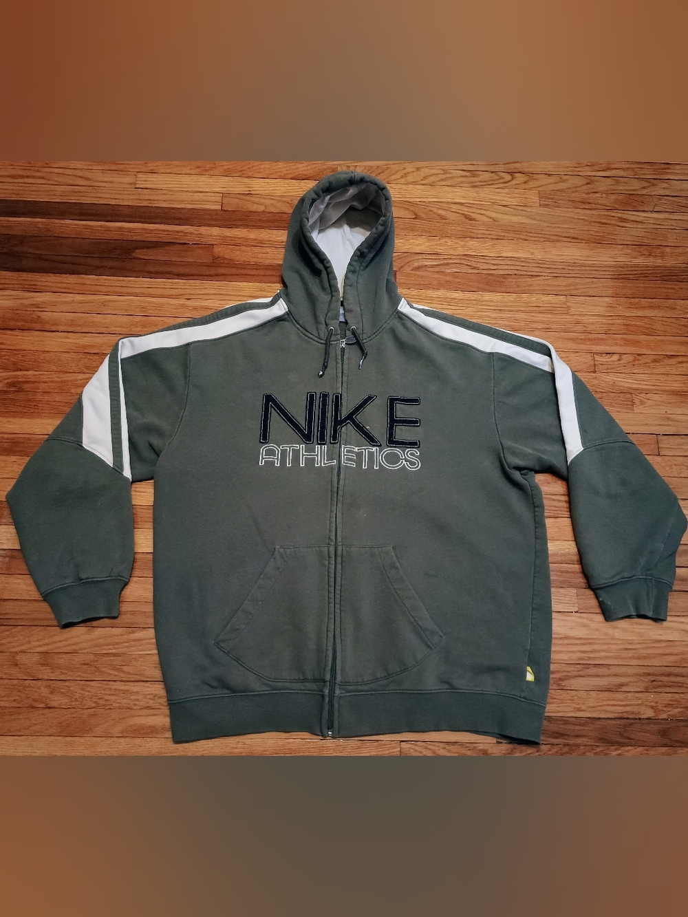 Vintage Nike Athletics Heavyweight Full-Zip Hoodie - Olive Green - Size XXL